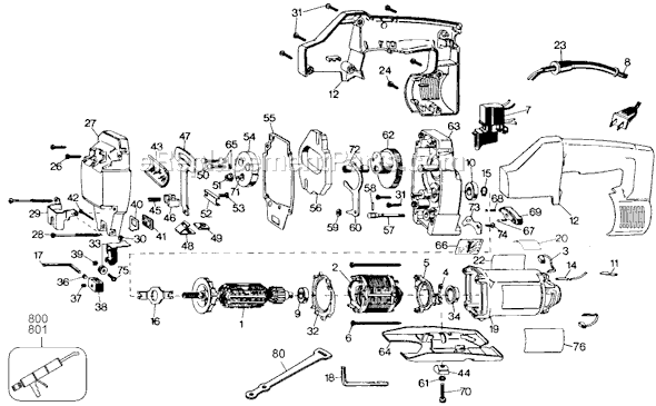 Page A Diagram and Parts List for 289 Type 100 Black and Decker Reciprocating Saw